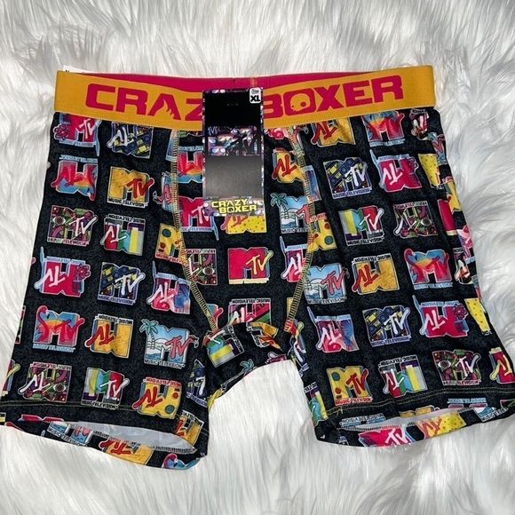 Crazy Boxer MTV Logo All Over Print Mens XL Stretch Sleep‎ Boxers New Soft Touch - Picture 2 of 7